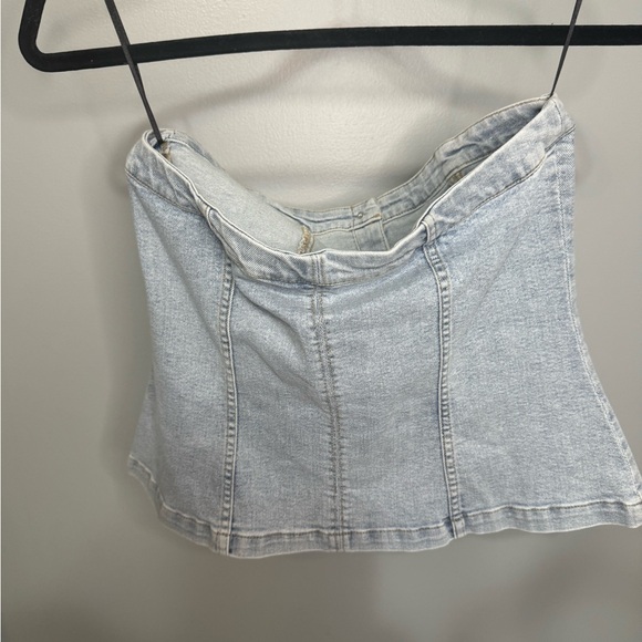 Light Blue Denim Button-Up Corset Top - Picture 2 of 2
